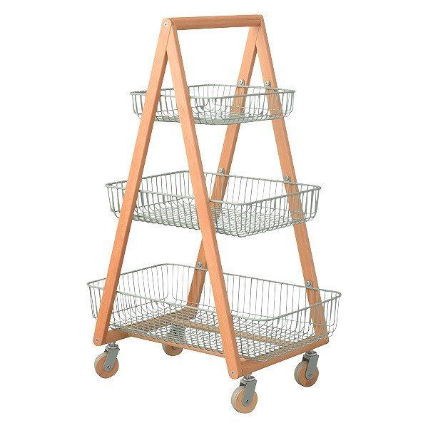 バスケットワゴン幅55cm3段ワイヤーカゴナチュラルデザインSylph