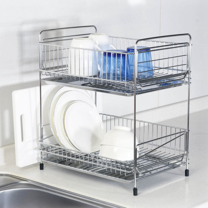 水切りラック2段ステンレス製まな板受け付きアットアクア