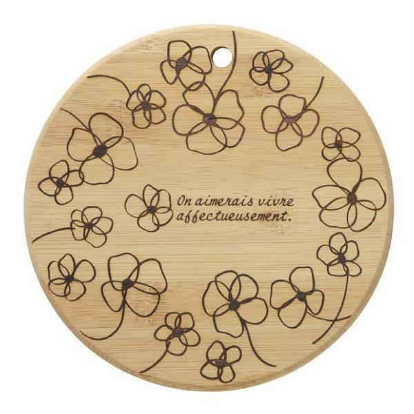 鍋敷き竹製大花柄フラワーガーデン