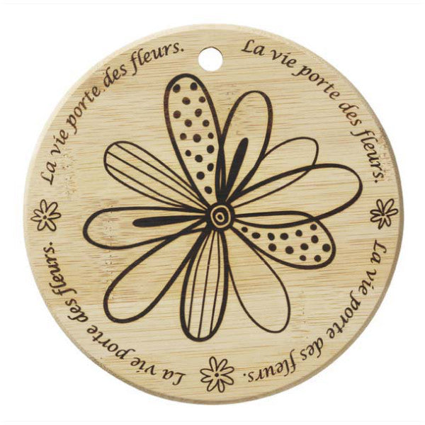 鍋敷き竹製小花柄キュートフラワー