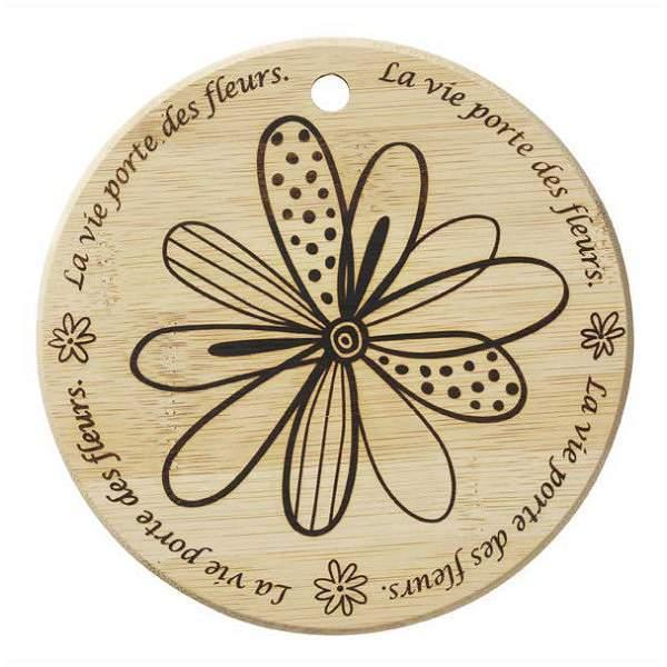 鍋敷き竹製小花柄キュートフラワー