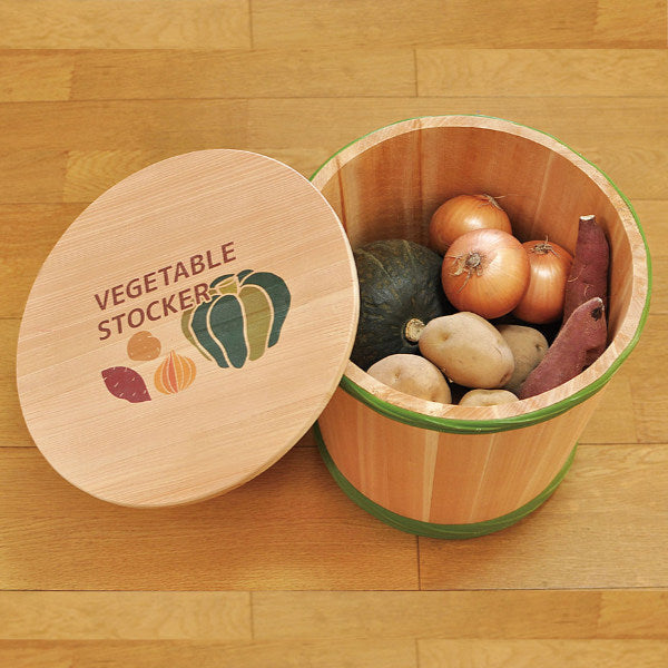 野菜ストッカー木製樽型ベジタブルストッカー