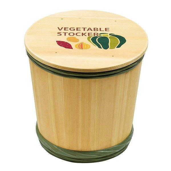 野菜ストッカー木製樽型ベジタブルストッカー