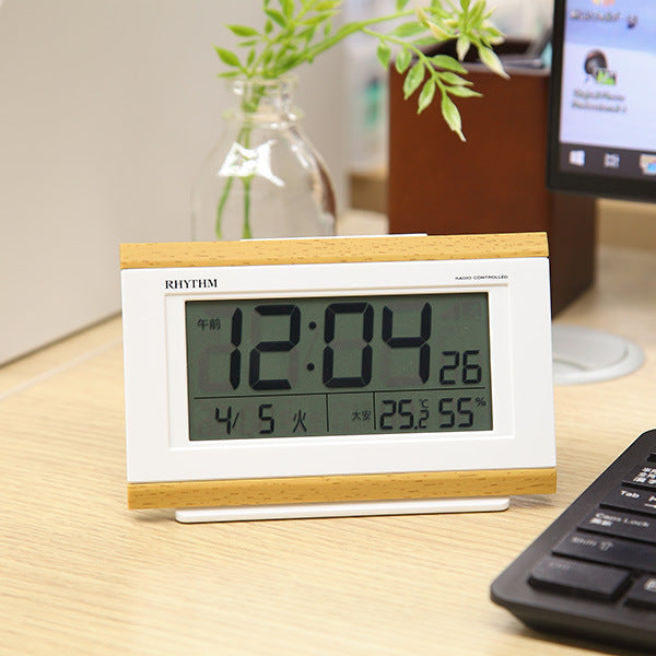 目覚まし時計電波時計温湿度計カレンダー付きフィットウェーブ