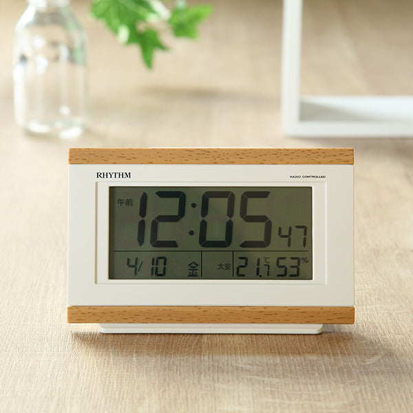 目覚まし時計電波時計温湿度計カレンダー付きフィットウェーブ