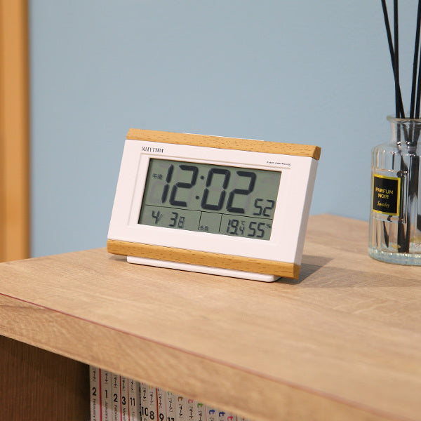 目覚まし時計電波時計温湿度計カレンダー付きフィットウェーブ