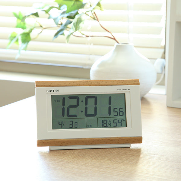 目覚まし時計電波時計温湿度計カレンダー付きフィットウェーブ