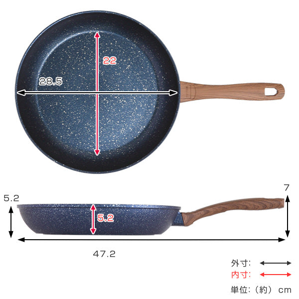 フライパン28cmIH対応木目調ハンドル軽量ダイヤモンドマーブル