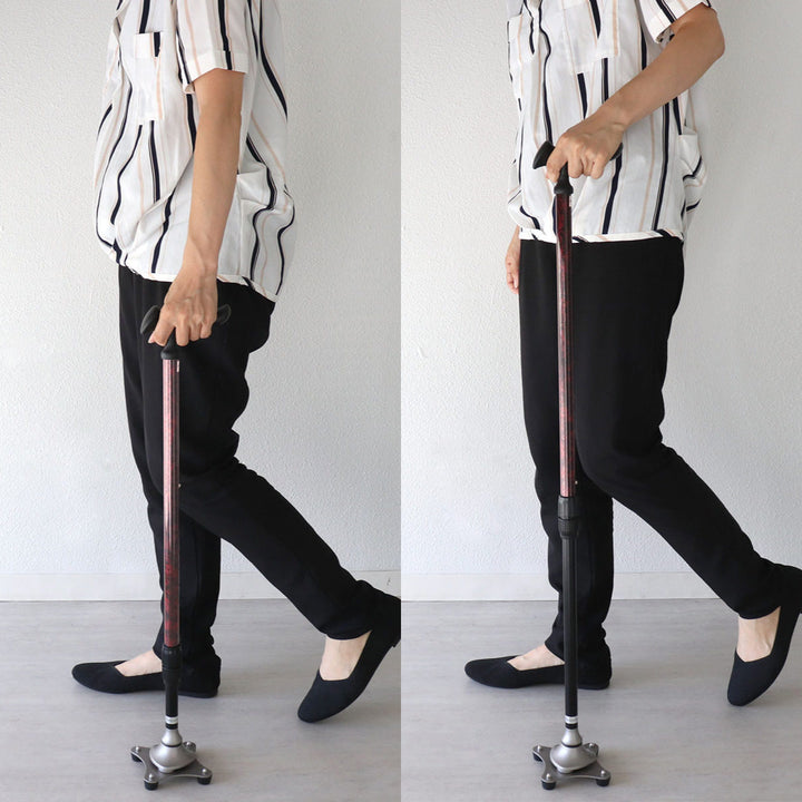 杖かるがもステッキ4点伸縮男性身長～182cm介護自立式