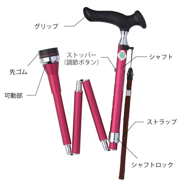 杖かるがもステッキロータリー折りたたみ女性介護