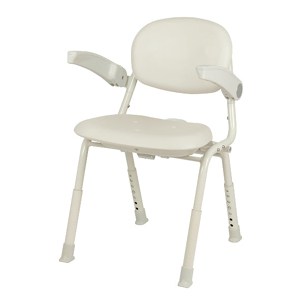 シャワーチェア幅38cm6段階調節折りたたみユニプラス肘掛け付き背もたれ介護