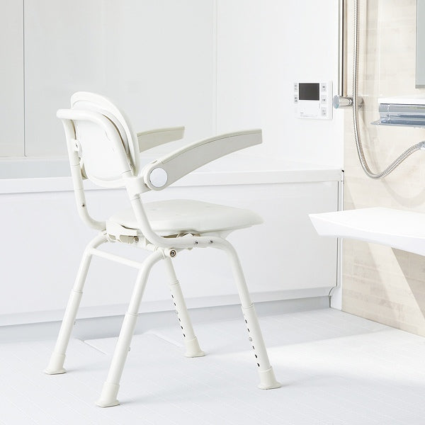 シャワーチェア幅38cm6段階調節折りたたみユニプラス肘掛け付き背もたれ介護