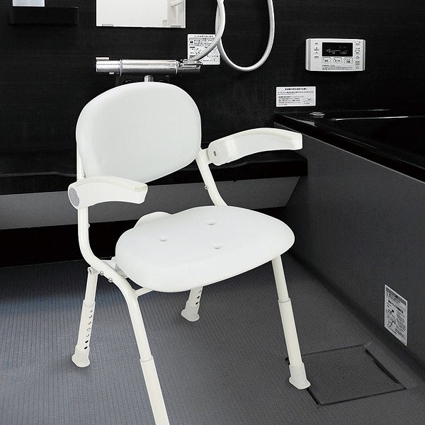 シャワーチェア幅38cm6段階調節折りたたみユニプラス肘掛け付き背もたれ介護