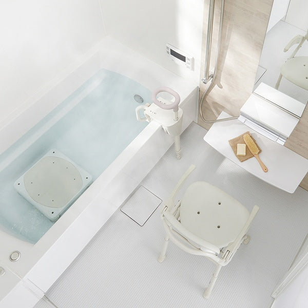 シャワーチェア幅38cm6段階調節折りたたみユニプラス肘掛け付き背もたれ介護