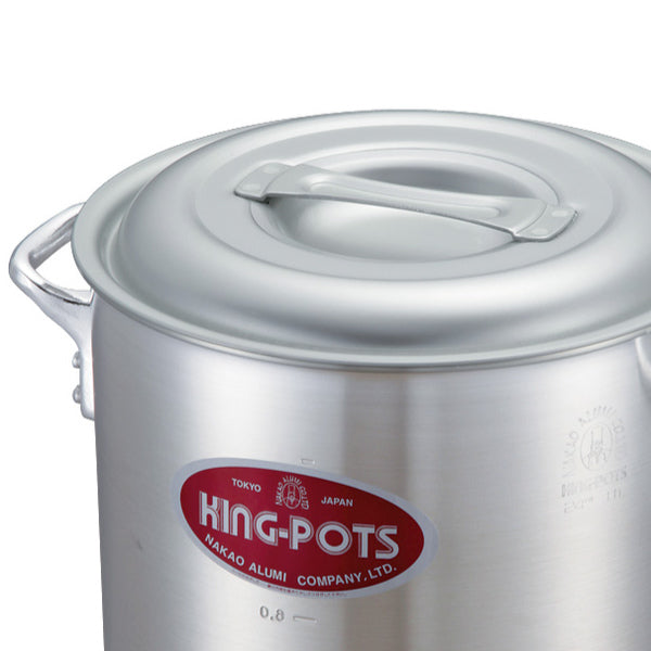 KINGPOTS アルミ寸胴鍋 蓋付き 半寸胴鍋 45cm 46L ガス火専用 プロキング 業務用 中尾アルミ 両手鍋