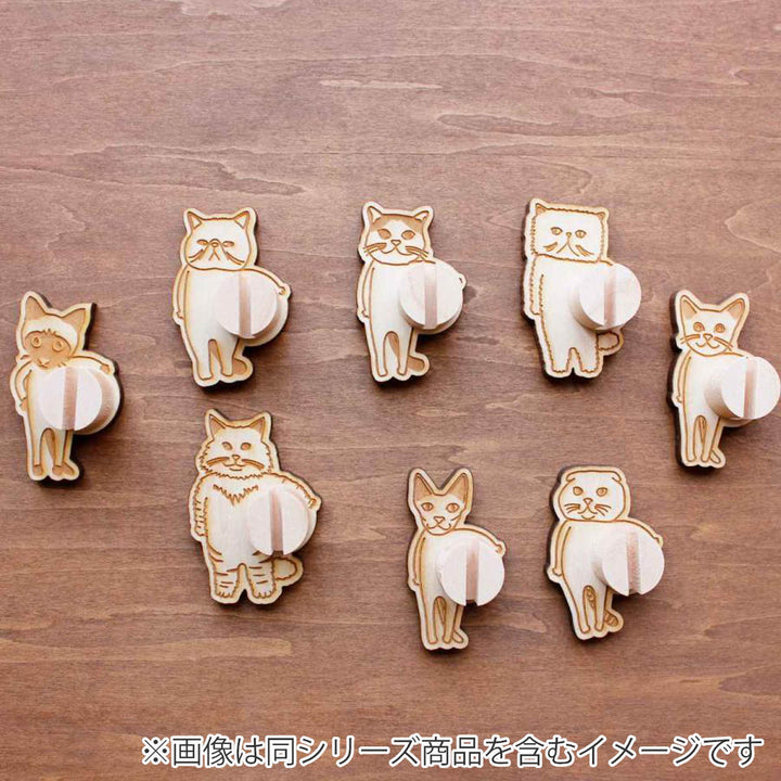 ケーブルクリップコードクリップ木製両面テープネコアニマル