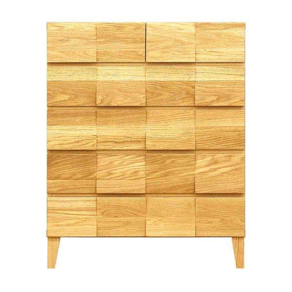 リビングチェスト5段モダンデザイン天然木日本製幅78cmホワイトオーク