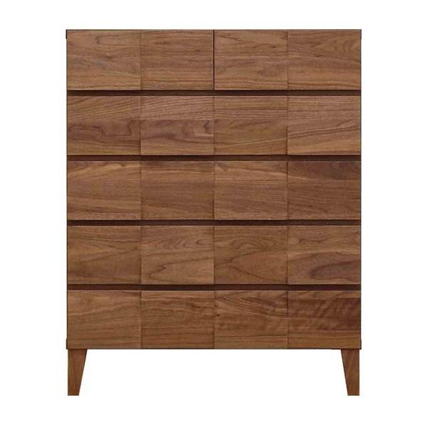 リビングチェスト5段モダンデザイン天然木日本製幅78cmウォールナット