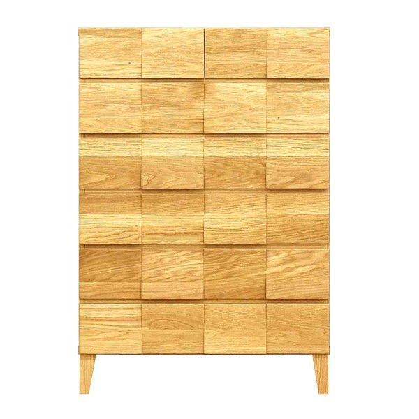 リビングチェスト6段モダンデザイン天然木日本製幅78cmホワイトオーク