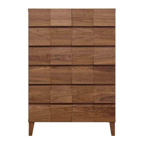 リビングチェスト6段モダンデザイン天然木日本製幅78cmウォールナット