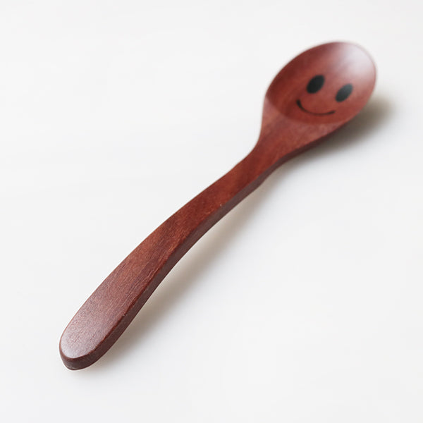 スプーン14cmデザートスプーンニコニコ＆ウィンク木製サオ籐芸
