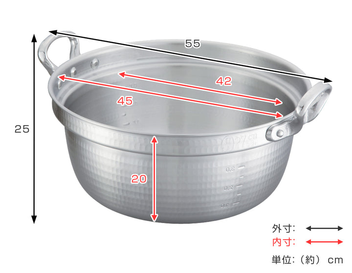 打出料理鍋45cmガス火専用メモリ付き中尾アルミ業務用日本製23L