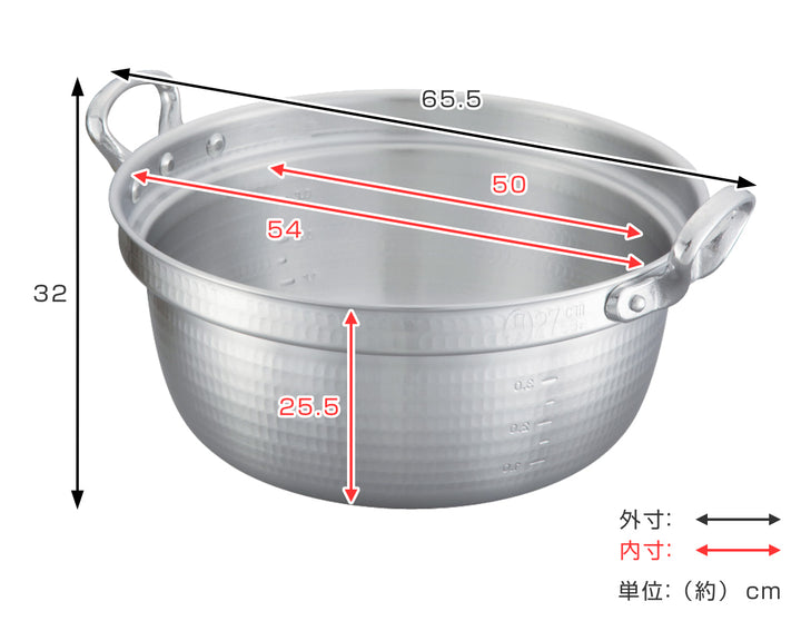 打出料理鍋54cmガス火専用メモリ付き中尾アルミ業務用日本製44L