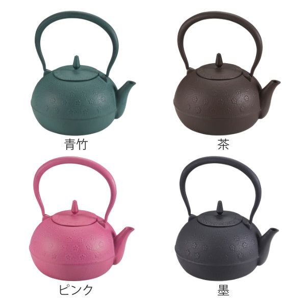 鉄瓶1.2LIH対応梔子さくら文様南部鉄器日本製