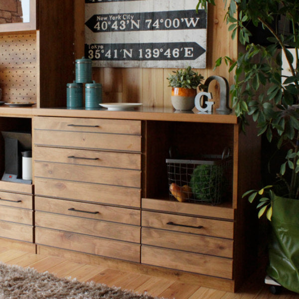 キッチンカウンター アルダー前板 ステンレス天板 LINA 約幅120cm