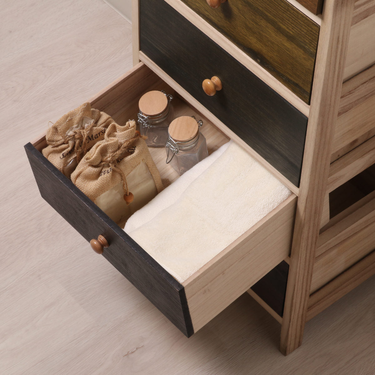 チェスト 幅40cm 3段 桐製 マルチカラフル タイルトップ – ハウジー