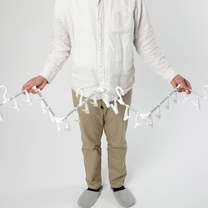 洗濯ハンガー24ピンチシーツが干せるアルミハンガー伸縮折り畳みスライドピンチハンガーアルミ