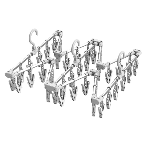 洗濯ハンガー42ピンチ伸縮アルミ角ハンガー伸縮折り畳みスライドピンチハンガーアルミ