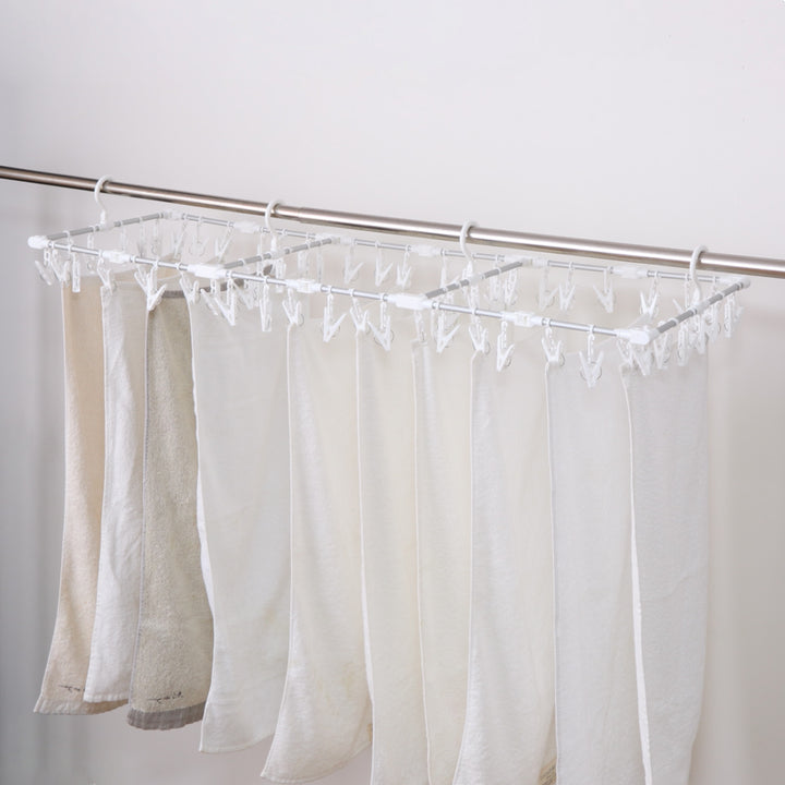 洗濯ハンガー60ピンチ伸縮アルミ角ハンガーワイド伸縮折り畳みスライドピンチハンガーアルミ