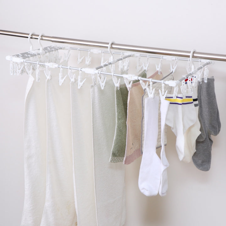 洗濯ハンガー60ピンチ伸縮アルミ角ハンガーワイド伸縮折り畳みスライドピンチハンガーアルミ