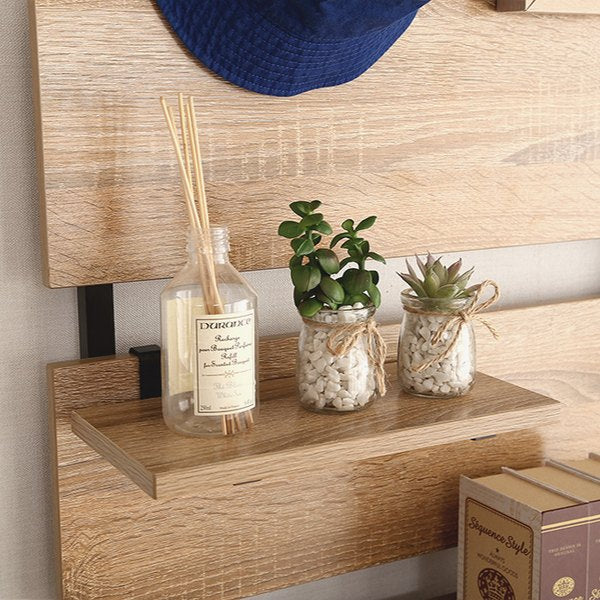 突っ張り幅60cmラダーラック木目調つっぱり収納スチールヴィンテージ調