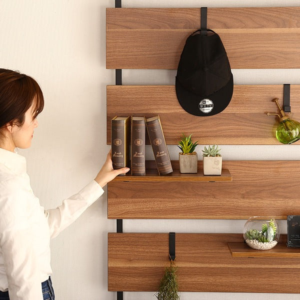 突っ張り幅60cmラダーラック木目調つっぱり収納スチールヴィンテージ調