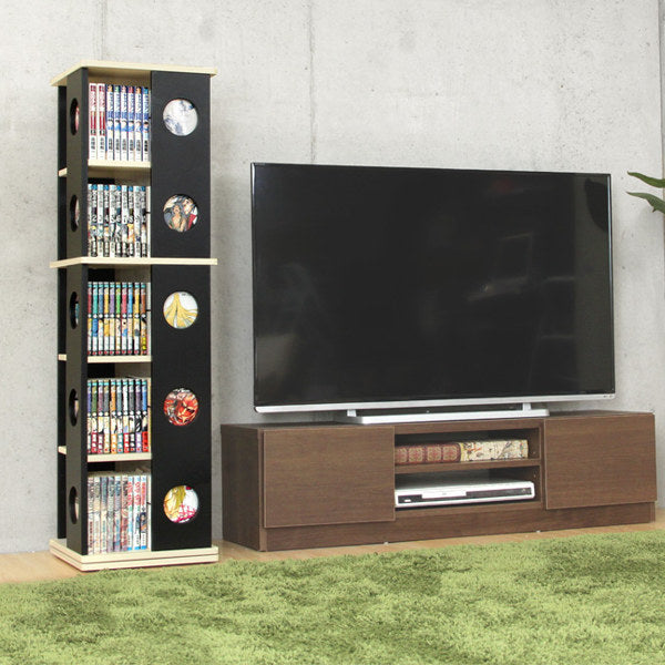 回転コミックラック幅34cm5段ブックシェルフ本棚高さ119.5cm