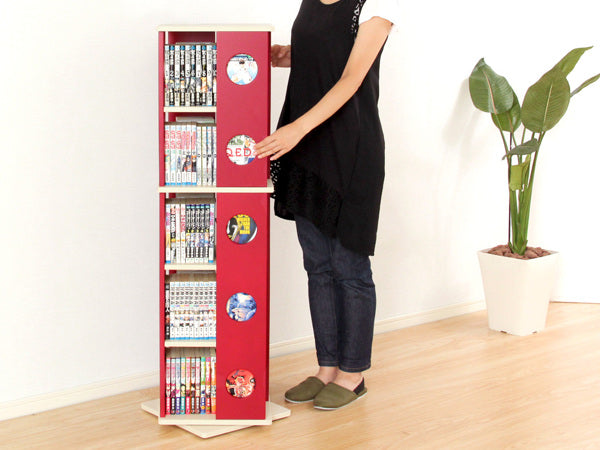 回転コミックラック幅34cm5段ブックシェルフ本棚高さ119.5cm
