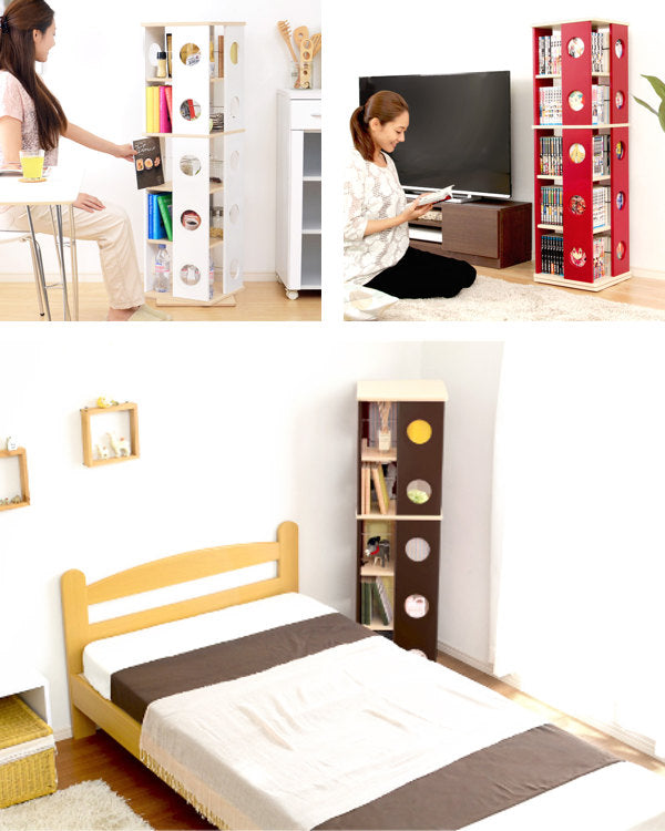 回転コミックラック幅34cm5段ブックシェルフ本棚高さ119.5cm