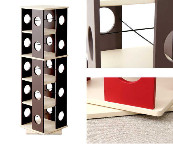 回転コミックラック幅34cm5段ブックシェルフ本棚高さ119.5cm