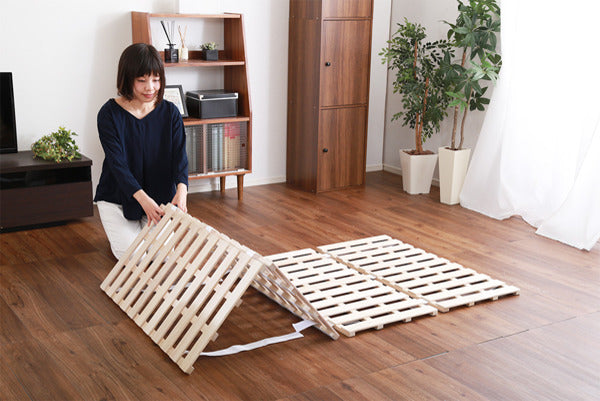 すのこベッドダブル4つ折り式桐桐すのこダブルサイズスノコベッド