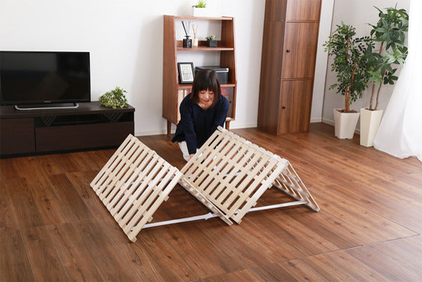 すのこベッドダブル4つ折り式桐桐すのこダブルサイズスノコベッド