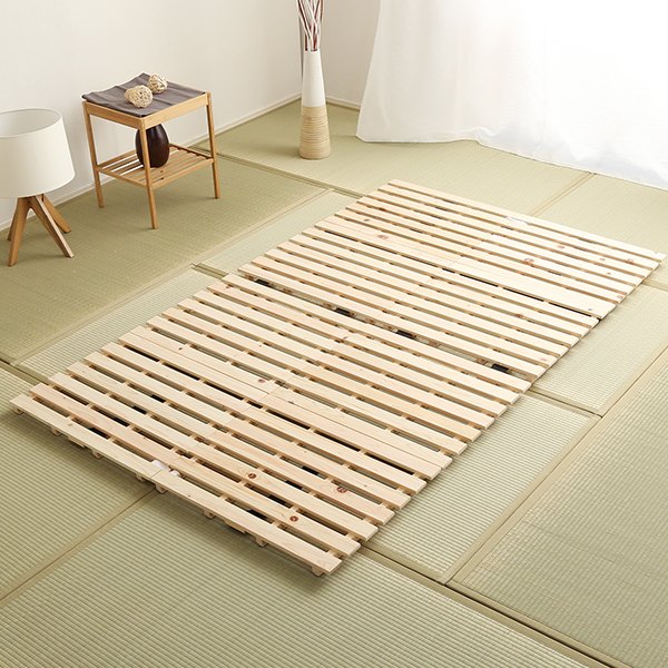 すのこベッドセミダブル2つ折り檜木製天然木ひのきすのこベッド折りたたみ収納