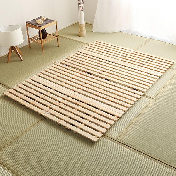 すのこベッドダブル2つ折り檜木製天然木ひのきすのこベッド折りたたみ収納