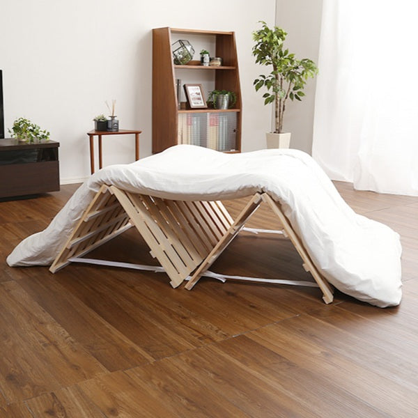 すのこベッドシングル4つ折り檜木製天然木ひのきすのこベッド折りたたみ収納