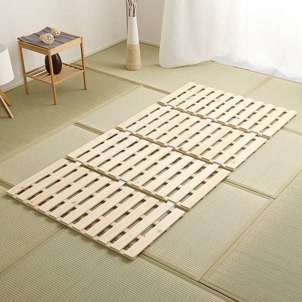 すのこベッドシングル4つ折り檜木製天然木ひのきすのこベッド折りたたみ収納