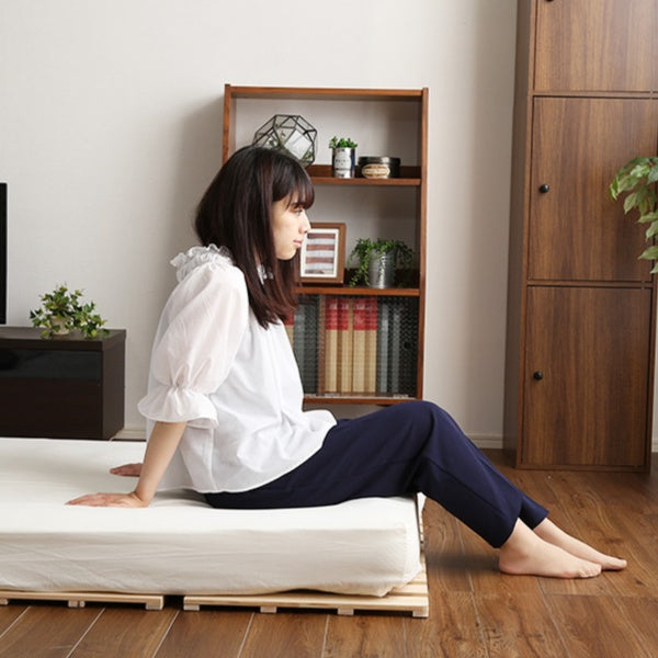 すのこベッドシングル4つ折り檜木製天然木ひのきすのこベッド折りたたみ収納