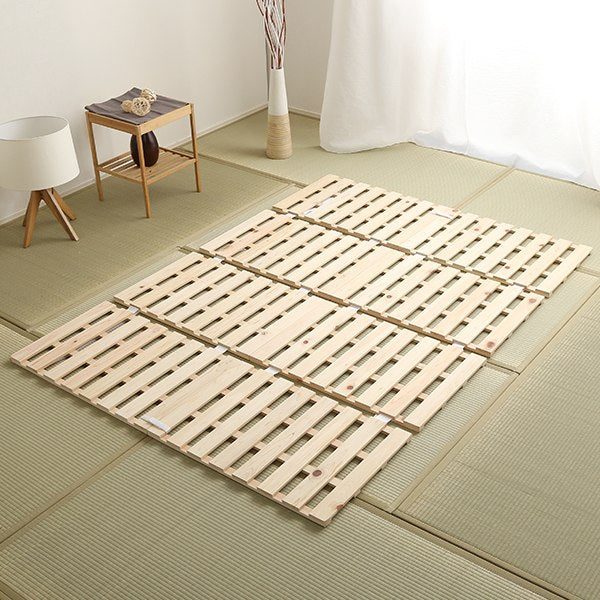 すのこベッドダブル4つ折り檜木製天然木ひのきすのこベッド折りたたみ収納