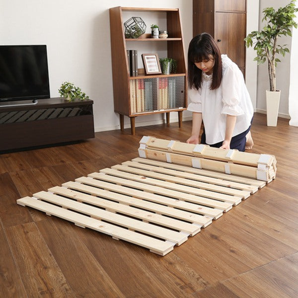 すのこベッドシングルロール式檜木製天然木ひのきすのこベッド収納