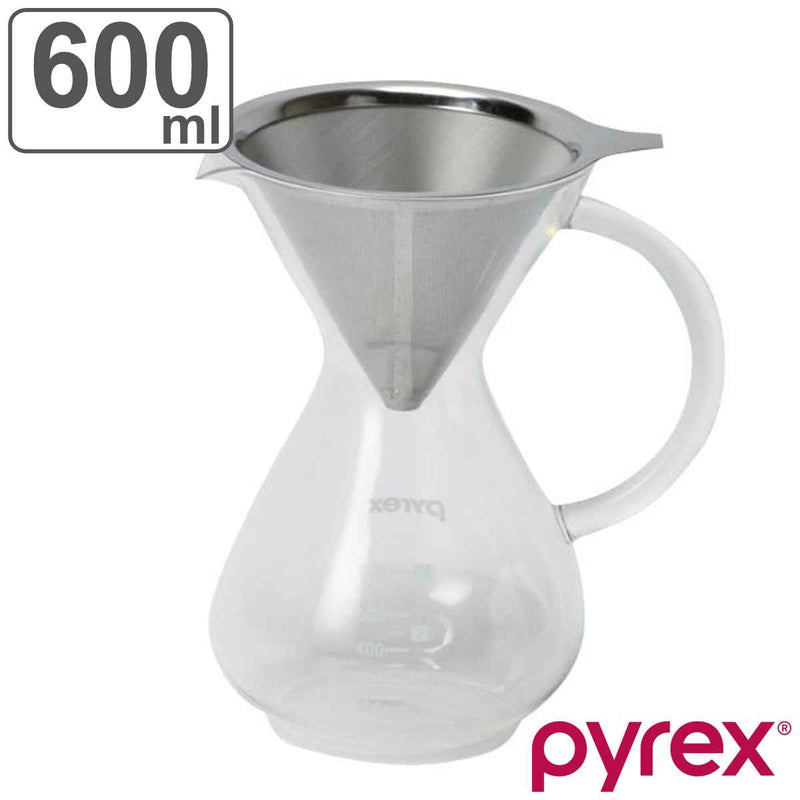 コーヒーサーバー600mlPyrexパイレックスステンレスフィルター付き耐熱ガラス